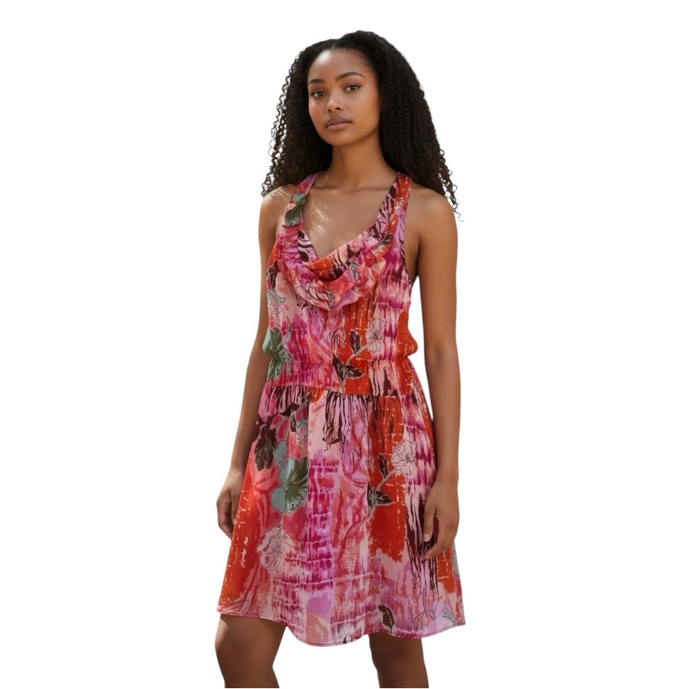 AMERICAN RAG Pink Tropics Halter Mini Dress size Large